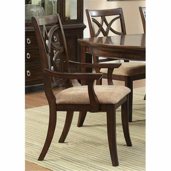 Home Elegance Keegan Arm Chair in Rich Brown Cherry, 2PK 2546A